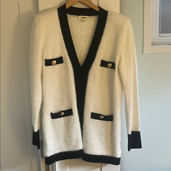 L'AGENCE Sweaters - L'AGENCE White and Black Cardigan